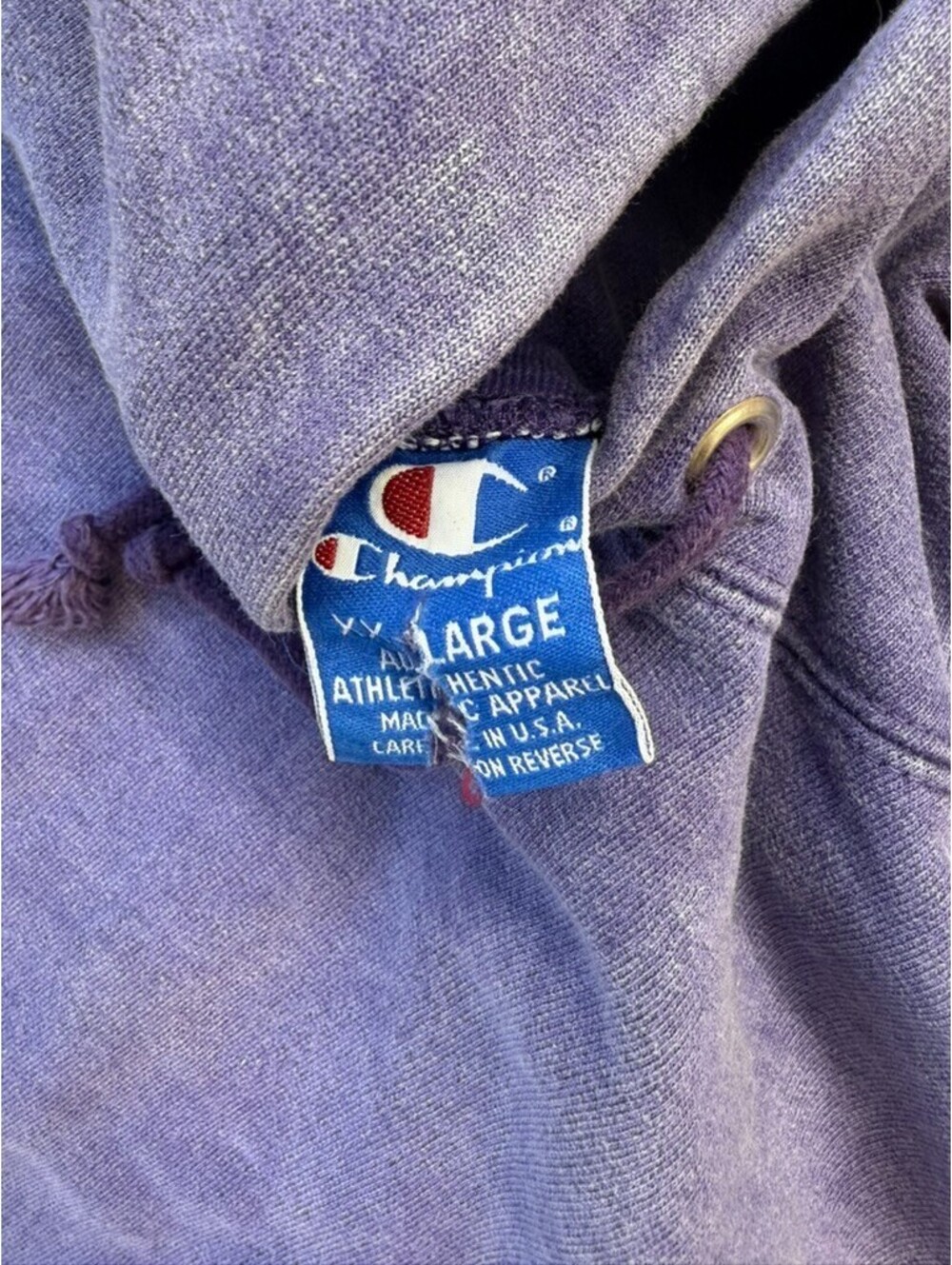VTG Champion Reverse Weave Mens XXL Beautifully Faded Purple 90s Hoodie USA Made - Picture 3 of 6